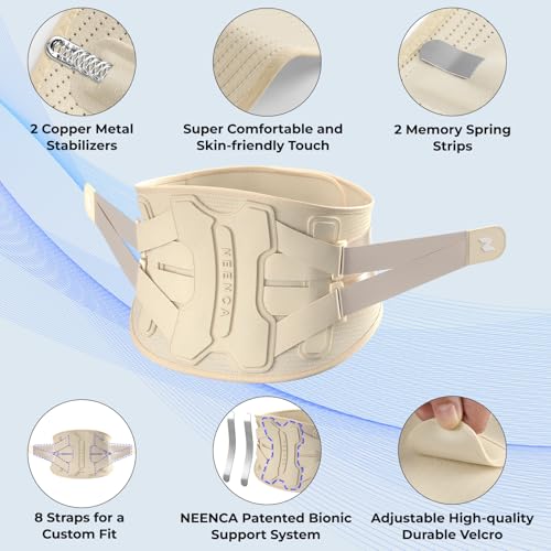 NEENCA Back Brace For Lower Back Pain Relief, Back Support Brace Men Women - color: Skin-Single, size: Small