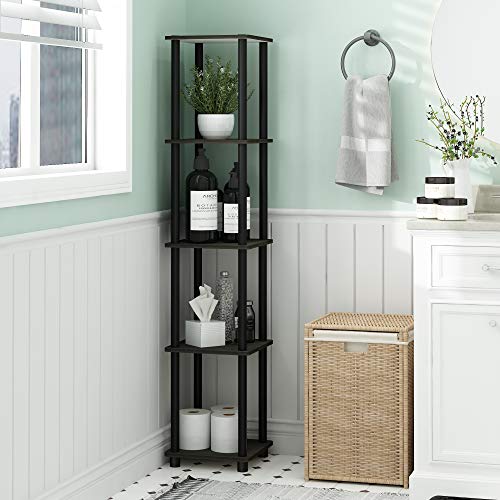 Furinno Turn-N-Tube Toolless 5-Tier Square Storage Shelves, Espresso - color: Espresso/Black, size: 5-Tier Round Tube