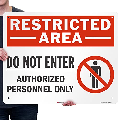 SmartSign 24" x 30" 'Restricted Area Do Not Enter, Authorized Personnel Only' Metal Sign with Symbol, 80 mil Aluminum, 3M Laminated Engineer Grade Reflective, Red, White and Black, USA-Made - style: 24" x 30" - EG Reflective