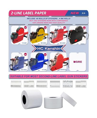 MX-6600 Price Labels, 1,6000 Blank Price Tag 2-line Pricing Gun Labels for Retail, Suitable for MX-6600, MX-6602, G6000, YH-689 and Many Other 2 Line Pricing Gun Labeling Machines (Not Include Gun