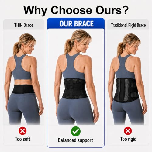 Breathable Back Brace for Women & Men, Ultra-Thin Lower Back Support Belt - size: L/XL(Waist:43"-53")