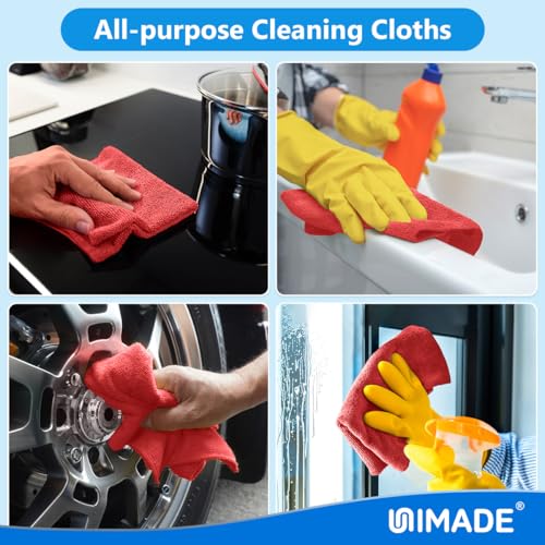 UNIMADE Microfiber Cleaning Cloth, 20 Pack Reusable Microfiber Towels - color: Red, size: 20 Pack