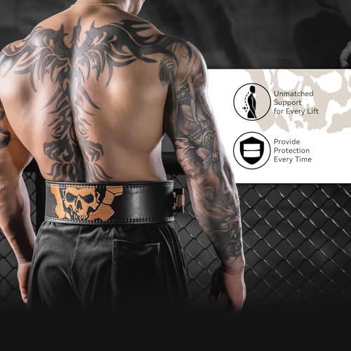 MANUEKLEAR 4-Inche Lever Belt Weightlifting with Heavy Duty Buckle - color: Black/Gold, size: XL (39-45inches)