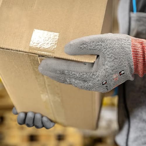 Schwer 12 Pairs A4/A5/A6 Cut Resistant Gloves, Non PFAS CR3088, L - color: Grey A5, size: Large