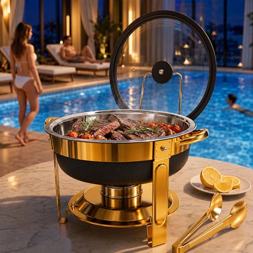 Frizoky Chafing Dishes for Buffet, 6QT Round, Black Granite, 4 Pack - color: 6qt-black Granite-4 Pack
