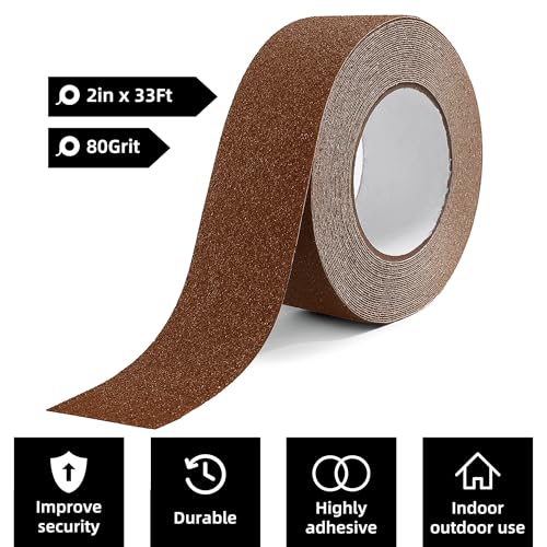 Reniteco 2" x33Ft Anti Slip Tape Coffee Heavy Duty Grip 1PC - color: 02-Coffee, size: 2in x 33Ft