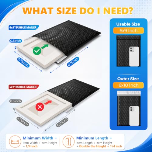Metronic Bubble Mailers 6x10 Inch 600 Pack Black Waterproof Bubble Mailer - color: Black, size: 6x10" 600PC