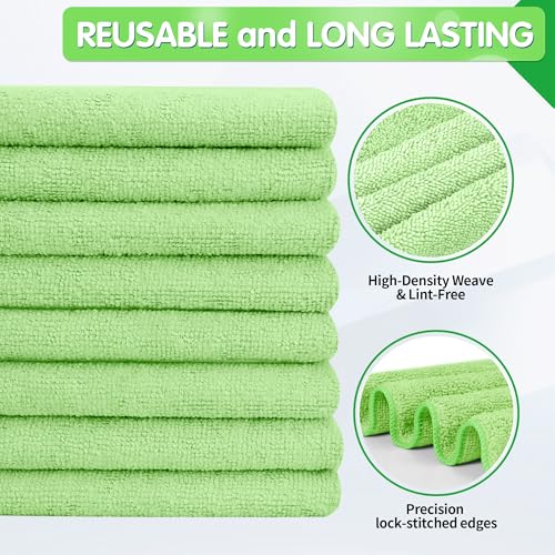 FIXSMITH Sage Green Microfiber Cleaning Cloth -Pack of 8, Highly Absorbent Cleaning Rags, 16"X12" All Purpose Cleaning Towels for Housekeeping, Kitchen, Car, Lint Free and Reusable Microfiber Towels - color: Sage Green, size: 8pk