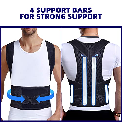 Upgraded Posture Corrector Back Brace for Men and Women, New Version Lumbar Support for Posture Improving and Pain Relief, Full Back Support for Neck, Shoulder, Waist Pain, XXL - size: XXL