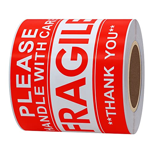 Hybsk Please Handle with Care Fragile Stickers Warning Labels for Shipping Packing Thank You Total 100 Labels Per Roll (3x5 Inch) - size: 3x5 Inch