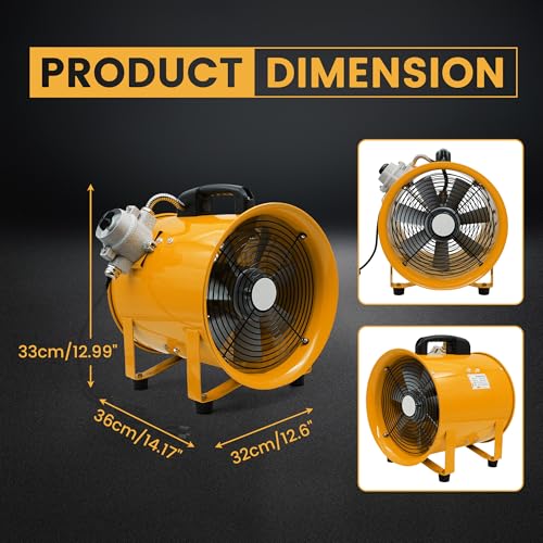 dreamdragon 10-Inch Explosion Proof Blower Fan, 350W 1942 CFM - color: 10in