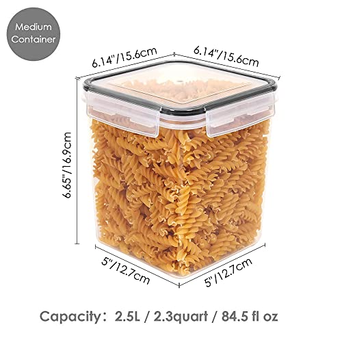 Vtopmart 2.5 L Flour Sugar Storage Containers, 4 PCS, Black - color: Black, size: 2.5L