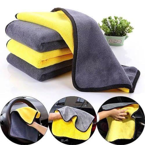 10 Pack Premium Microfiber Towels Coral velvet Washing and Detailing Towels for Car Detailing Household Cleaning Ultra-Soft Super Absorbent, Lint Streak-Free 11.8"x15.7” Cleaning Cloth (Yellow/Grey) - color: Yellow/Grey