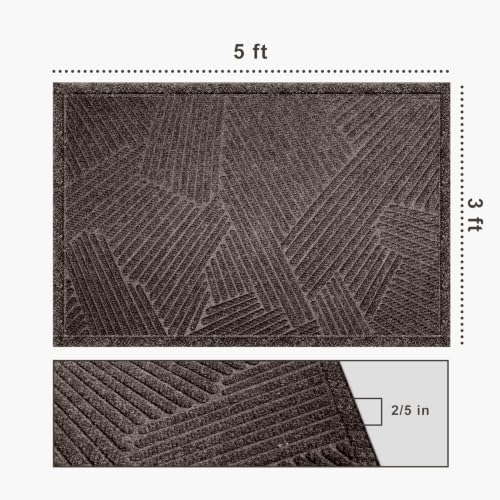 MATALL Heavy Duty Door Mat - 3x5 ft Indoor Outdoor Entrance Rug, Tough Scraper Low Profile Mat with Non-Slip Rubber Backing, Commercial Utility Rugs for Office Hallway, Garage Floor and Home,Brown - color: Brown, size: 3' x 5' (Rectangular)