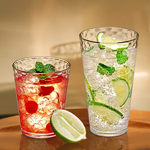 Amazing Abby - Snowflake - 24-Ounce Plastic Tumblers (Set of 8), Clear Reusable Plastic Cups, Stackable, BPA-Free, Shatter-Proof, Dishwasher-Safe - style: All-Clear, 24 oz
