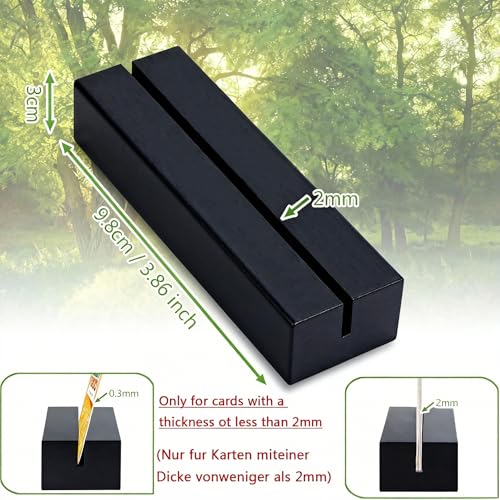 Black Wooden Place Card Holders 30Pcs, A6 Wood Menu Photo Holders - size: 30 Pcs-Black- Slots 2mm
