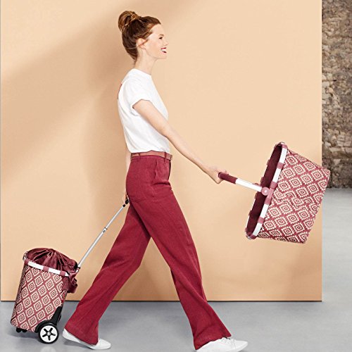 reisenthel carrycruiser Herringbone Dark Blue - Portable Shopping Trolley with Sturdy Aluminum Frame, Shoulder Strap and Removable mesh Inner Bag -Water-Repellent - color: Herringbone Dark Blue