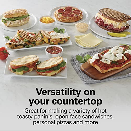 Hamilton Beach Electric Panini Press Grill with Locking Lid, Opens 180 Degrees for Any Sandwich Thickness, Nonstick 8" X 10" Grids, Red (25462Z) - color: Red