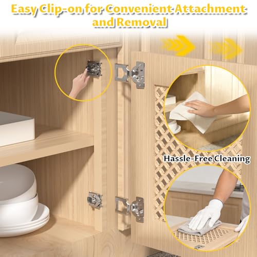 Onemake 20 Pack 1/2" Overlay Soft Close Cabinet Hinges, Clip-on Plate, 105° Smooth Slow Self Closing, 3D Adjustment, Face Frame Concealed Hardware Replacement, Hidden Hinge for Kitchen Cupboard