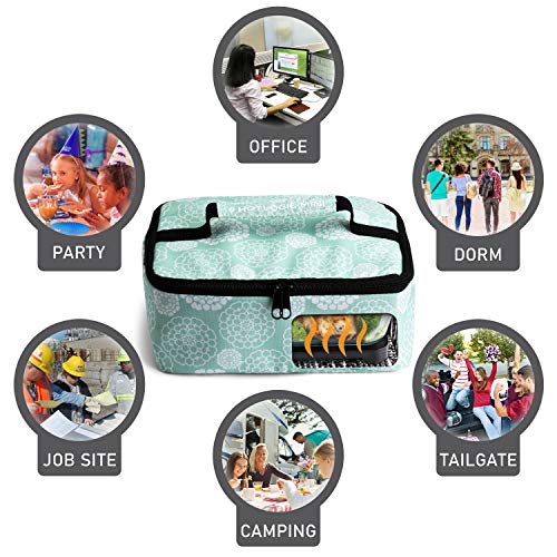 HOTLOGIC Mini Portable Electric Lunch Box Food Heater - Innovative Food Warmer and Heated Lunch Box for Adults Car/Home - Easily Cook, Reheat, and Keep Your Food Warm - color: Aquafloral, size: 120V
