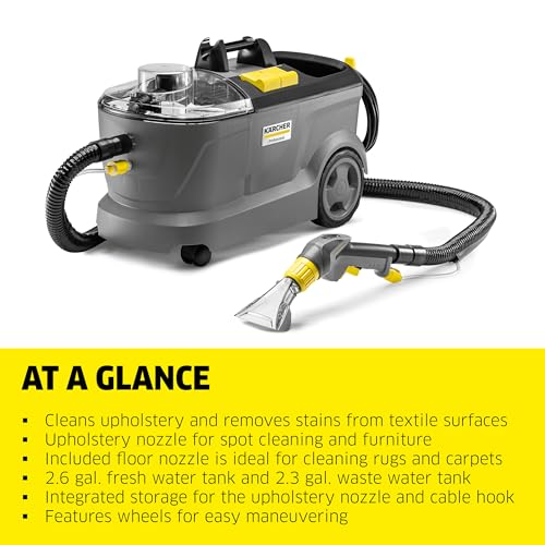 Kärcher Puzzi 10/1 Commercial Carpet Extractor 12.5 PSI - Spot Cleaner, Stain Remover, Area Rugs, Car and Auto Detailing, Carpet and Upholstery Cleaner - Onboard Accessory Storage - 4.9 Gallon - style: Puzzi 10 (Commercial)