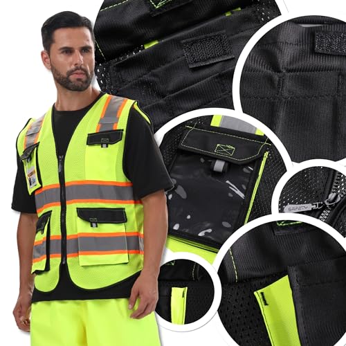 JKSafety Safety Vest for Men Women Hi Vis Reflective Vest JK220 Black 3XL - color: Jk220-black, size: 3X-Large