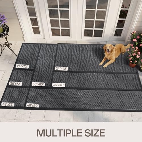 Amyracel Front Door Mat 4'x6', Heavy Duty Waterproof Commercial Floor Mat - color: Grey Diamond, size: 4' x 6'(Rectangular)