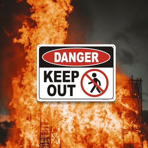 2 Pack Danger Keep Out Hazard Area Sign 10x7 inch | Construction Site, Hazard Area, No Trespassing, Reflective Rust Free Aluminum