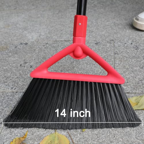 Heavy Duty Red Angle Broom with Long Handle - 4 Pack - color: 4pack Red