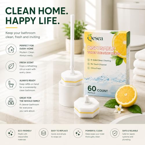 Clean Brush Heat 60 Count Disposable Toilet Bowl Cleaner Brush Heads - size: 1 Count (Pack of 60)