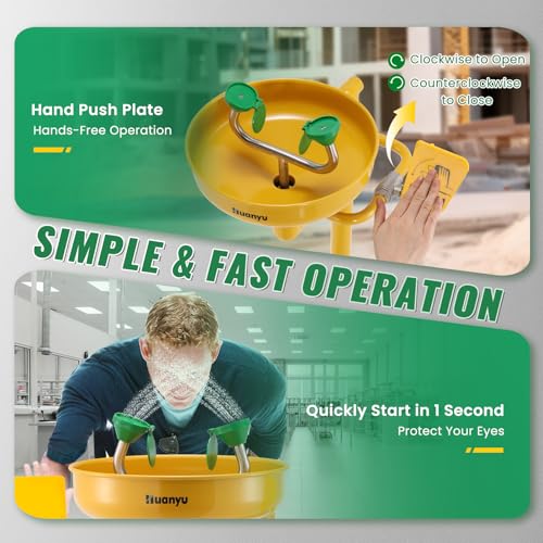Huanyu Emergency Stand Up Eye Wash Station Floor Mounted Eyewash Stations - style: without foot pedal