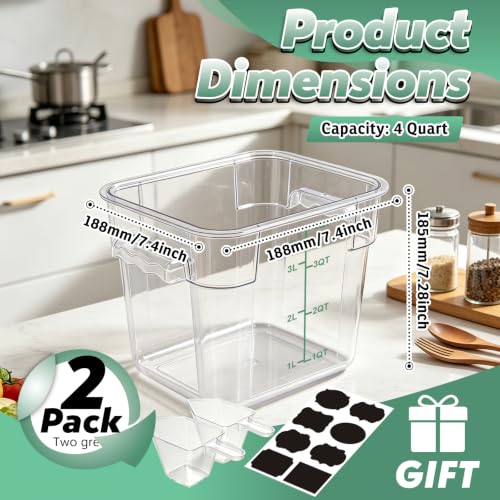 2 Pack 4QT Commercial Clear Food Storage Containers with Lid, NSF - color: Green, size: 4Qt-2 Pack