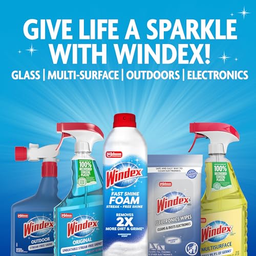 Windex Glass and Window Cleaner Spray Bottle, Bottle Made from 100% Recovered Coastal Plastic, Original Blue, 23 fl oz