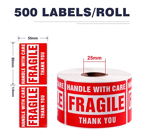 3 x 2 Inch Handle with Care Fragile Stickers for Shipping Moving Glass 1000 Permanent Adhesive Fragile Labels-2 Rolls - size: 3" x 2", style: 2 Rolls - 1000 PCS