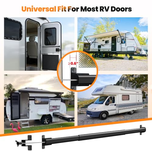 2-in-1 Aluminum RV Screen Door Handle Grab Bar with Auto Closer