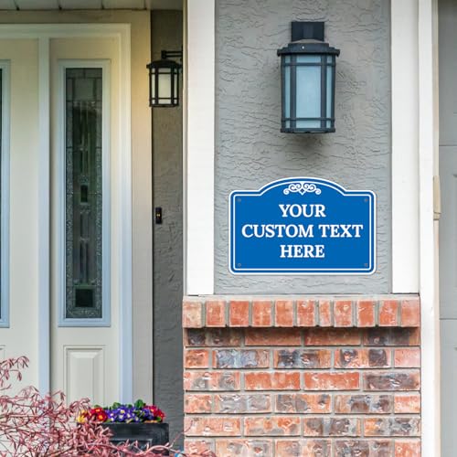 Custom Decorative Sign, Personalized Metal Sign for Business, Driveway, Home, Office Door Plaque, Blue Background Sign, 12x18 Inches, ACM, Made in USA by Sigo Signs - color: Blue Background, size: 12x18 ACM