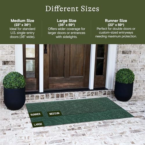 WaterHog Boxwood Front Door Mat Indoor Outdoor Entrance, All-Weather Mats - color: Evergreen, size: Large 35"x59" (3’x5’)