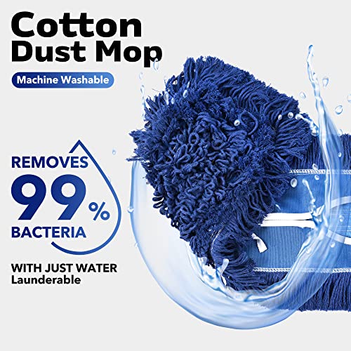 Matthew Cleaning 36'' Industrial Strength Cotton Dust Mop Refill Washable Replacement Heads for Residential & Commercial Use Fit Standard Dust Mop Frames, Hardwood, Laminate, Concrete Floors 12 Pack - color: Blue, size: 36'' 12 Pack