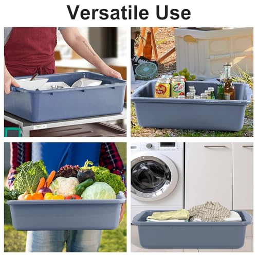 5 Pack Commercial Plastic Bus Tubs 8.6 Gallon (33L) - Heavy Duty Wash Basin & Dish Box Tote for Restaurant Kitchen Organization - 24.5" L x 16.5" W x 7" H Gray Utility Box - size: XL (24.5"L x 16.5"W x 7"H)