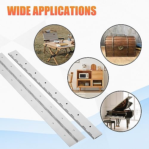 2PCS 18" Stainless Steel Piano Hinge, 0.06" Thick Heavy Duty Piano Hinge - color: Silver, size: 18Inch x 2-1/2Inch