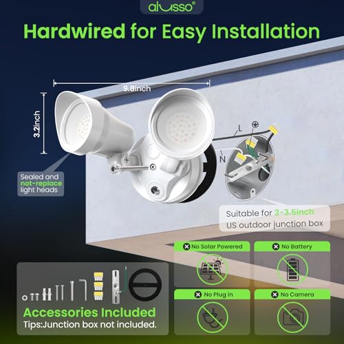 ALUSSO Dusk to Dawn Outdoor Lighting 30W 3500LM 3CCT 3000K/4000K/6500K 120V - color: White Dusk to Dawn 30W