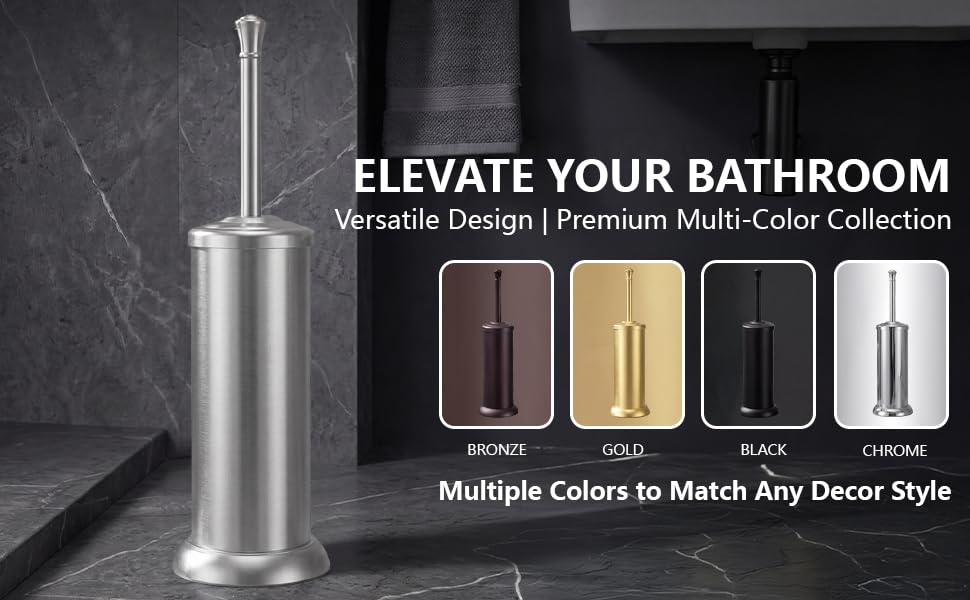 Stainless Steel Toilet Bowl Brush and Holder Set for Bathroom Long Handle - color: Brushed Nickel