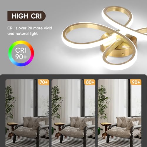 ADISUN Modern LED Ceiling Light, 6000K Semi Flush Mount Ceiling Light Fixture, Modern Ceiling Lights for Hallway Bedroom Corridor Aisle Bathroom Indoor Ceiling Lamp (2 Pack, Gold) - color: Gold, size: 2 Pack