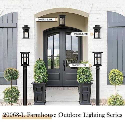zeyu Farmhouse Outdoor Wall Light Fixture, 16 Inch Exterior Wall Sconce Lighting for Patio House, Die-Cast Aluminum with Clear Glass, Black Finish, 20068B-L BK - color: Black - 1 Pack, size: Large
