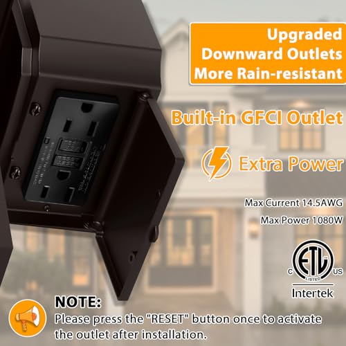 Porch Lights with GFCI Outlet, Dusk to Dawn Outdoor Wall Light Bronze - color: Bronze, size: 1-Pack-Dusk to Dawn