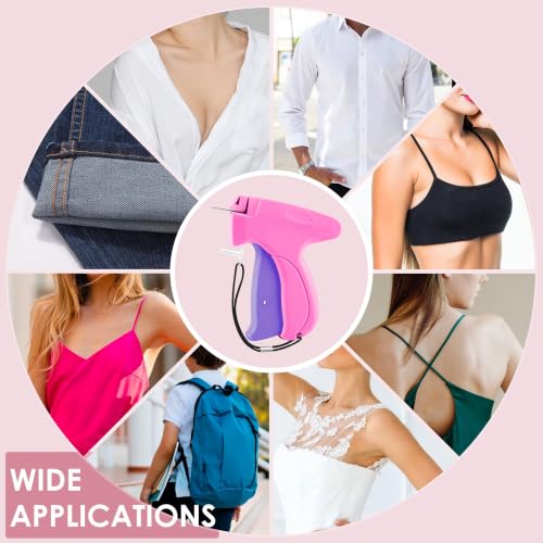 Stitch Gun for Clothes - Handheld Stitch Gun Quick Clothing Fixer - Mini Sewing Kit Micro Tagging Gun - Includes 6 Needle, 1000 Black Fasteners & 1000 White Fasteners - color: pink-purple