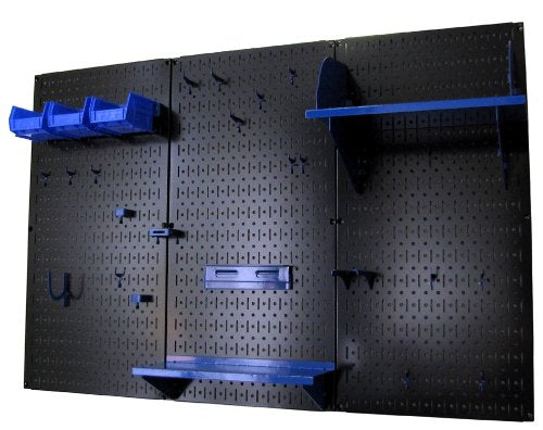 Wall Control Pegboard Organizer 4 ft. Metal Pegboard Standard Tool Storage Kit with Black Toolboard and Blue Accessories - color: Black Pegboard Blue Accessories