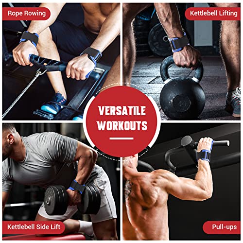 Weight Lifting Wrist Strap, Double-Layer Leather for Deadlift Powerlifting - color: Blue