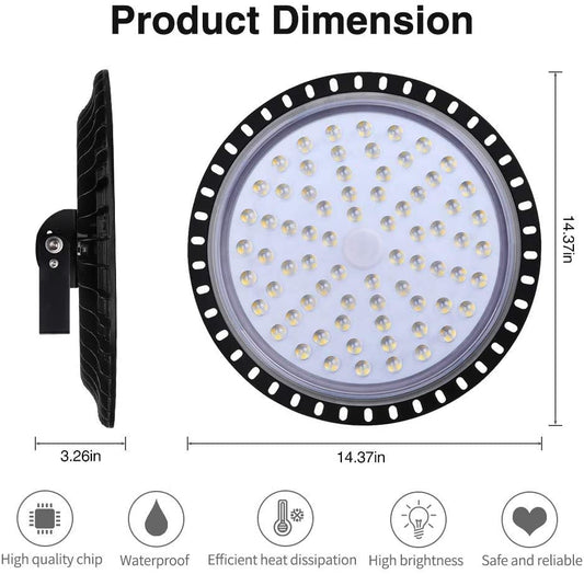300W UFO LED High Bay Light, 30000LM Commercial Bay Lighting Daylight 6500K, IP65 Waterproof LED Commercial Bay Light, LED Warehouse Light Shop Light Factory Light Garage Light - color: 1 Pack, size: 300watt