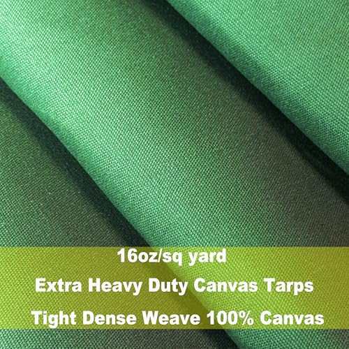 16oz Large Heavy Duty Canvas Tarp 7x10 Feet Water-Resistant - color: 28mil-green, size: 7x10 Feet-Finished size